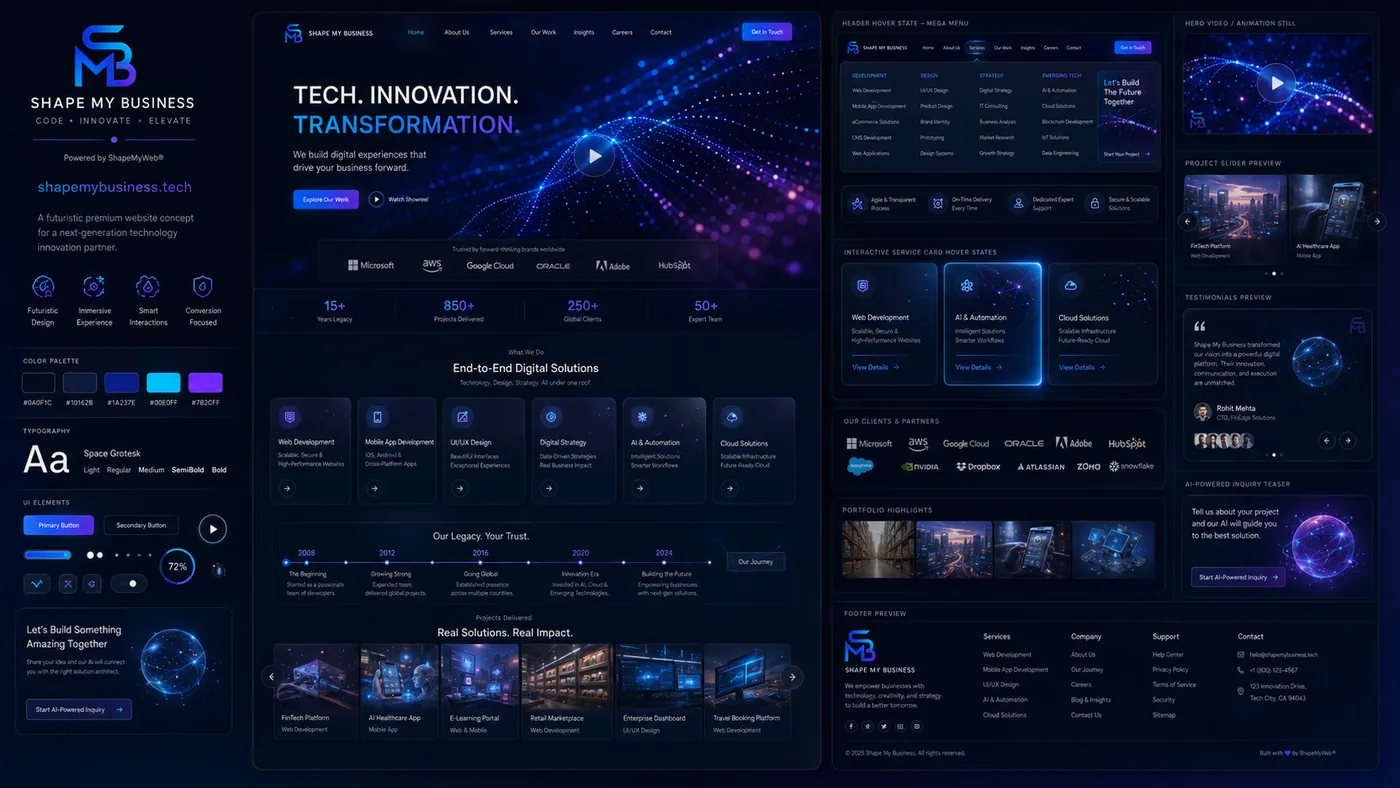 Shape My Business interface showcase